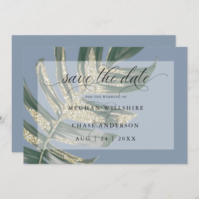 Save The Date Aquarelle Tropicale Rustique Séparer La Feuille En (Devant / Derrière)