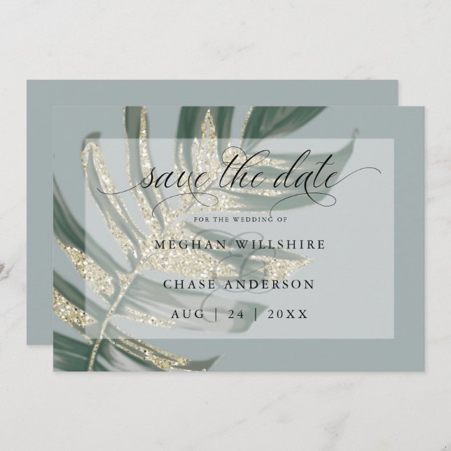 Save The Date Aquarelle Tropicale Rustique Séparer La Feuille En (Devant / Derrière)
