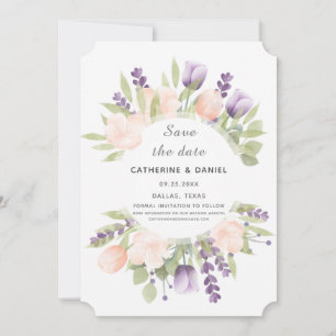 Save The Date Aquarelle Tulipes botaniques Pastel