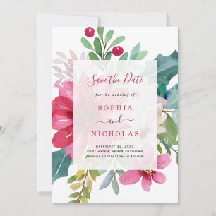 Save The Date Aquarelle vacances Floral Mariage de Noël