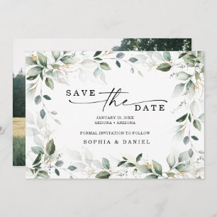 Save The Date Aquarelle Vert Or Enregistrer La Date Mariage