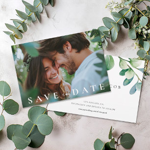 Save The Date Aquarelle verte Eucalyptus