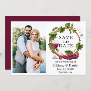 Save The Date Aquarelle Vins Vin Wreath Photo Bourgogne