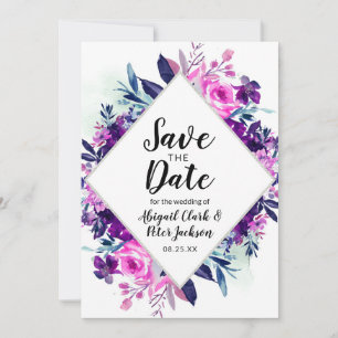 Save The Date Aquarelle violet floral enchantée Diamond Chic