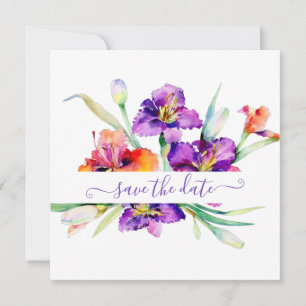 Save The Date Aquarelle violette Iris personnalisée