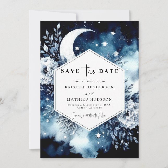 Save The Date Aquarelle Whimsical Mariage Lune (Devant)