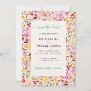 Save The Date Aquarelles vives Fleurs de tulipe d'été Mariage