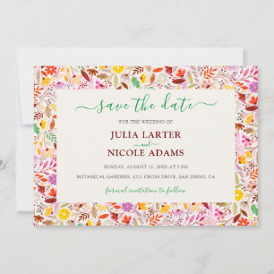 Save The Date Aquarelles vives Fleurs de tulipe d'été Mariage