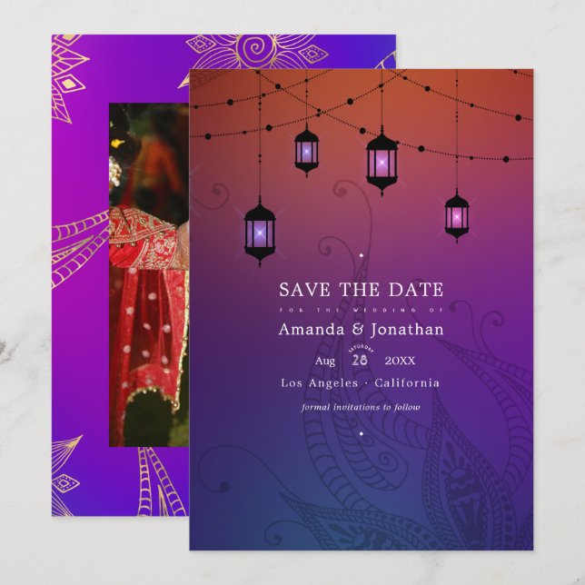 Save The Date Arabian Bollywood Mariage Photo (Devant / Derrière)