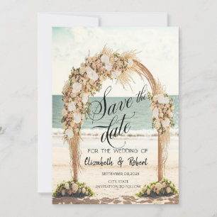 Save The Date Arbor de mariage de plage Roses Enregistrez la dat