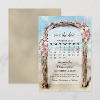 Arbor de plage en bois flotté floral rouge Calendr