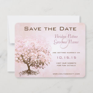 Save The Date Arbre à cœur rose Mariage Enregistrer la date