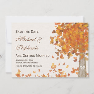 Save The Date Arbre à Initiales Gravées Automne Économisez la Da