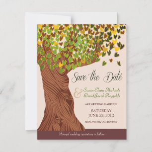 Save The Date Arbre d'amour tombant feuilles de coeur Sauvegarde