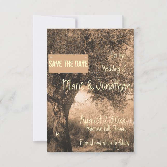 Save The Date Arbre de chêne vintage Enregistrer la date mariage (Devant)