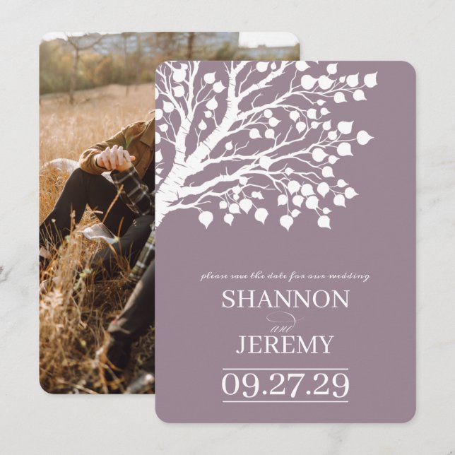 Save The Date Arbre de mariage Dusty Rose Aspen (Devant / Derrière)