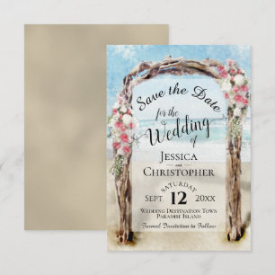 Save The Date Arbre de mariage en bois flotté floral rouge rusti