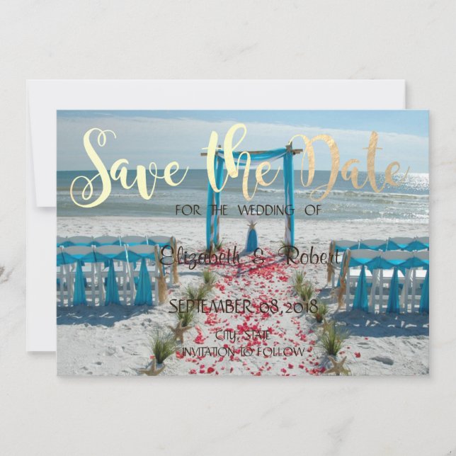 Save The Date Arbre de mariage sur la plage Enregistrer la date (Devant)