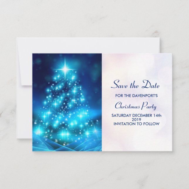 Save The Date Arbre de Noël bleu électrique moderne (Devant)