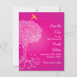 Save The Date Arbre de vie Bat mitzvah rose Enregistrer la date