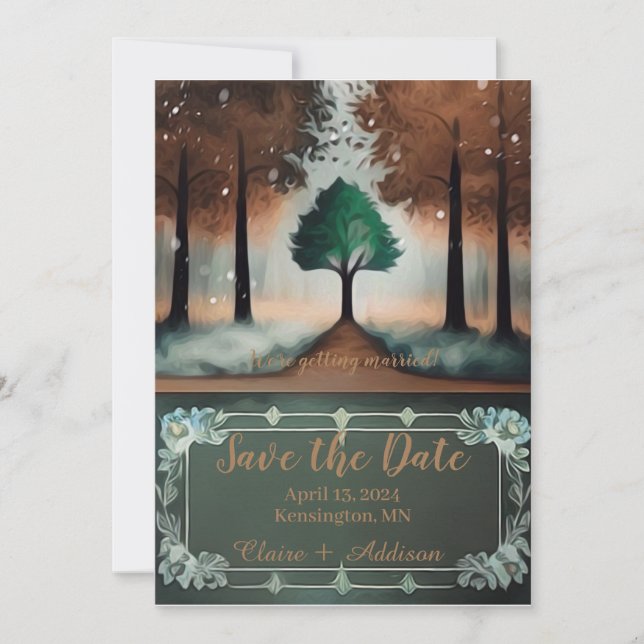 Save The Date Arbre Lone Rustique Aquarelle (Devant)
