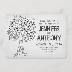 Save The Date arbre sculpté mignon romantique enregistrer la car