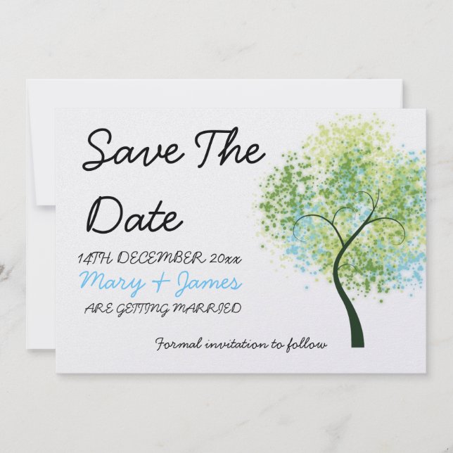 Save The Date Arbre Tourbillonnant du mariage du printemps "Enre (Devant)