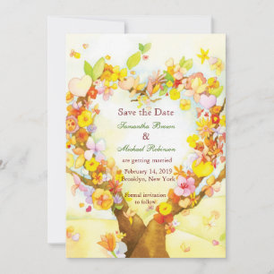 Save The Date Arbres de cœur Aquarelle Mariage Économisez la dat