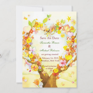 Save The Date Arbres de cœur Aquarelle Mariage Économisez la dat