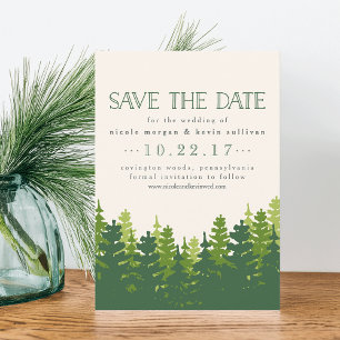 Save The Date Arbres Résineux Rustiques de Mariage