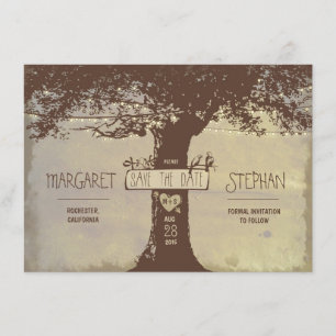 Save The Date arbres rustiques et lumières à cordes enregistrer