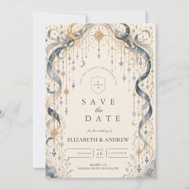 Save The Date Arc de mariage céleste élégant (Devant)