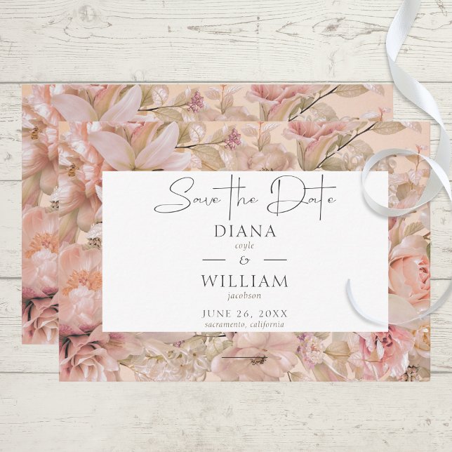 Save The Date Arc de monogramme floral rose romantique (Créateur téléchargé)