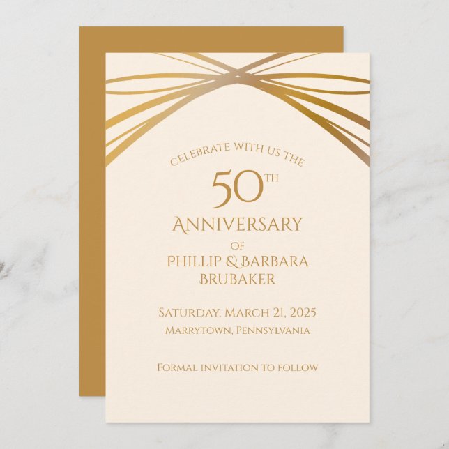 Save The Date Arc d'or 50e anniversaire du Mariage Enregistrer l (Devant / Derrière)