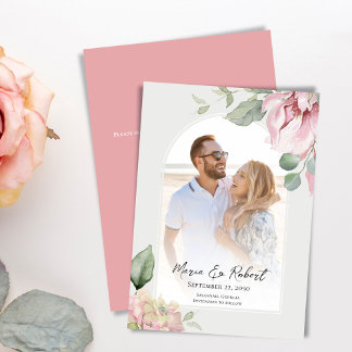Save The Date Arc élégant Mariage rose pâle