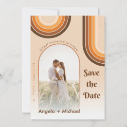 Save The Date Arc-en-ciel Rétro Photo Bohème Années 70 Tendance