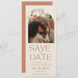 Save The Date Arc Floral Boho Photo Mariage Enregistrer La Date