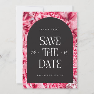 Save The Date Arc floral rose et noir Retro Police moderne