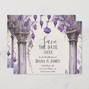 Save The Date Arc floral violet Pagan à la main