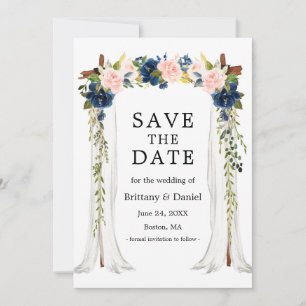 Save The Date Arc mariage à canopée Aquarelle bleu rose Floral