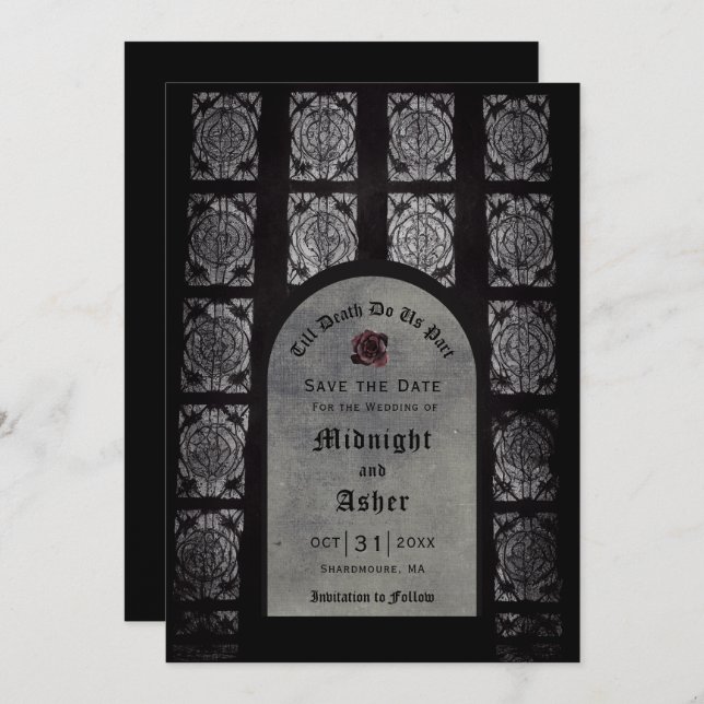 Save The Date Arc Mariage Gothique Enregistrer La Date (Devant / Derrière)