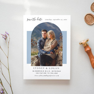 Save The Date Arc moderne Dusty Blue Mariage photo