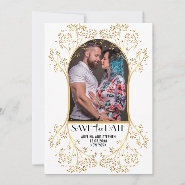 Save The Date Arc moderne Script simple QR CODE Mariage (Devant)