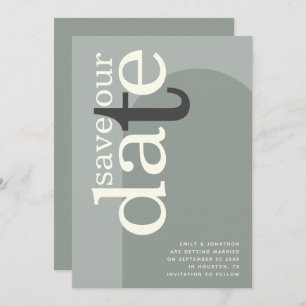 Save The Date Arc Moderne Stylo Typographie Sage Green