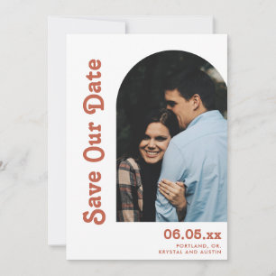 Save The Date Arc rétro & Type Terracotta QR Code Mariage photo