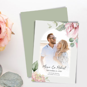 Save The Date Arc rose vif Mariage élégant floral