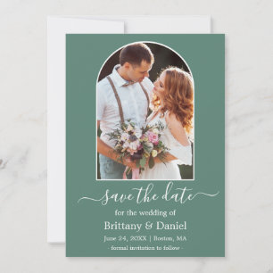Save The Date Arch moderne Photo Frame Eucalyptus Green