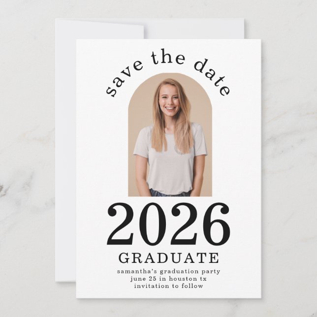 Save The Date Arch Photo Graduate 2025 Graduation Party (Devant)