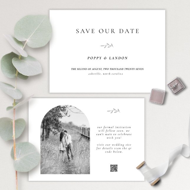 Save The Date Arch Photo Typographie Simple QR CodeEnregistrer L (Créateur téléchargé)