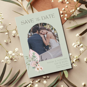 Save The Date Arche à fleurs tropicale Photo Destination Mariage
